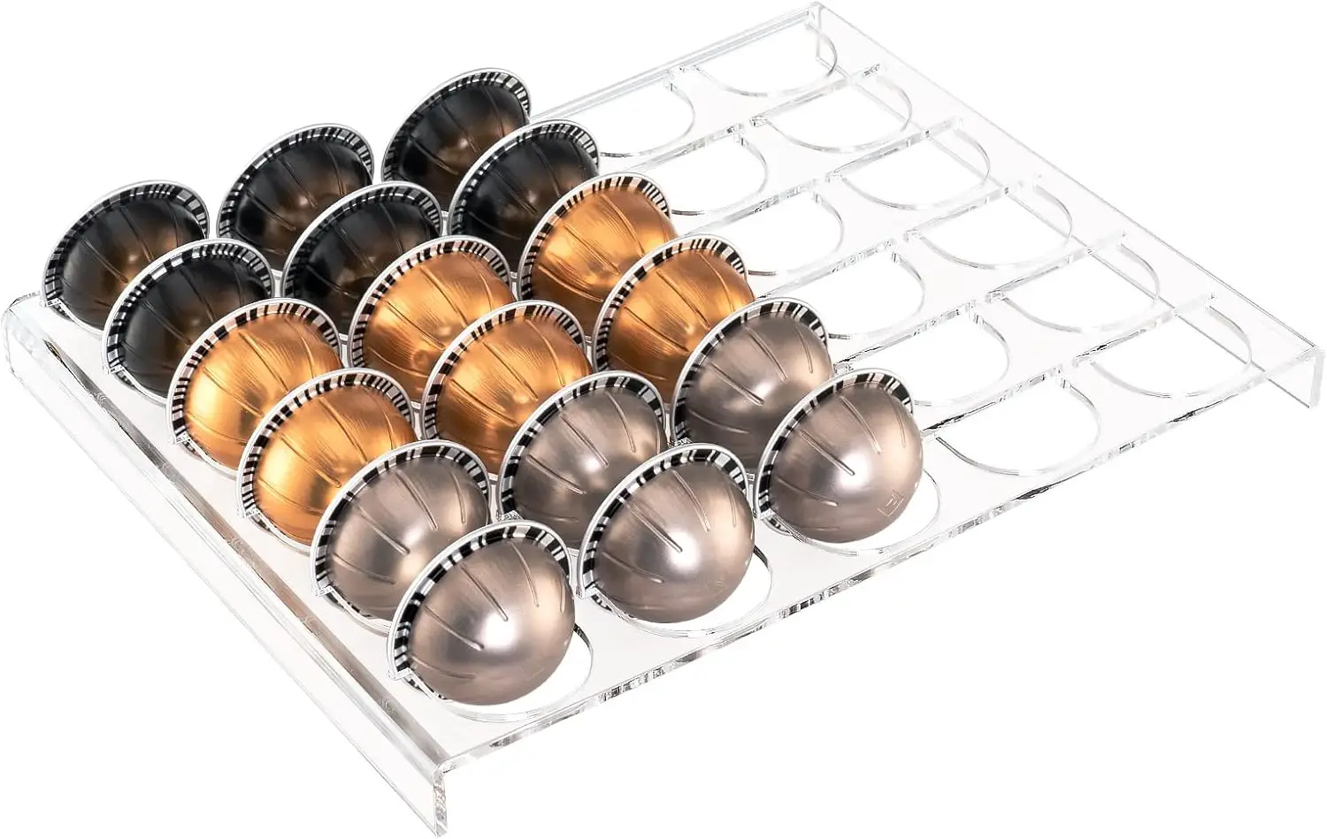 

30-Slot Coffee Capsule Drawer Organizer for Nespresso Vertuoline, Clear Acrylic Pod Storage Tray for Kitchen Counter
