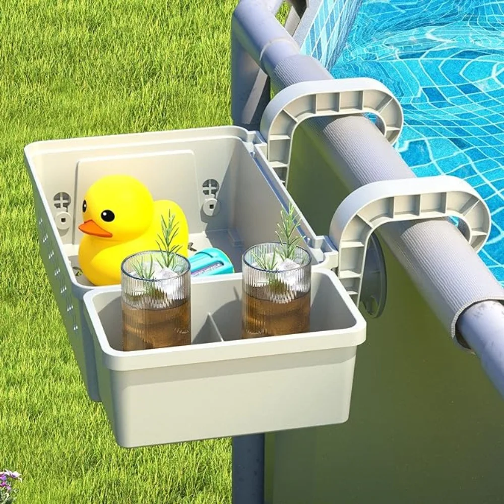 

Сверхмощная корзина для бассейна с подстаканником — утолщенный пластиковый органайзер для надземных/рамных бассейнов, аксессуары для бассейна (1 упаковка)