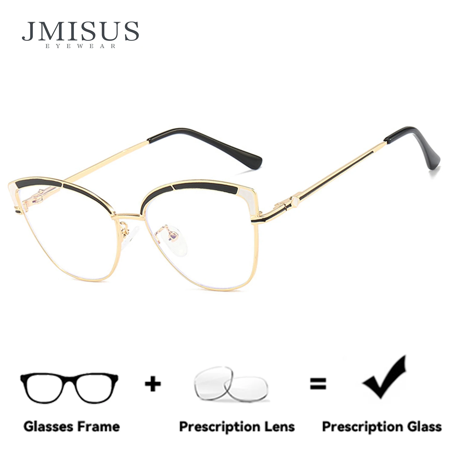 

JMISUS Cat Eye Myopia Glasses Woman Ultralight Metal Blue Light Blocking Photochromic Butterfly Prescription Sunglasses