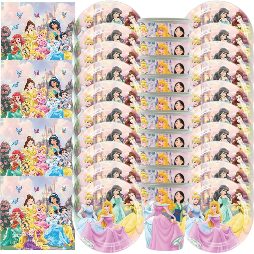 Disney Princess Theme Kids Birthday Decoration Snow White Cup Plate Napkin Baby Shower Balloons Girl Birthday Party Supplies Set