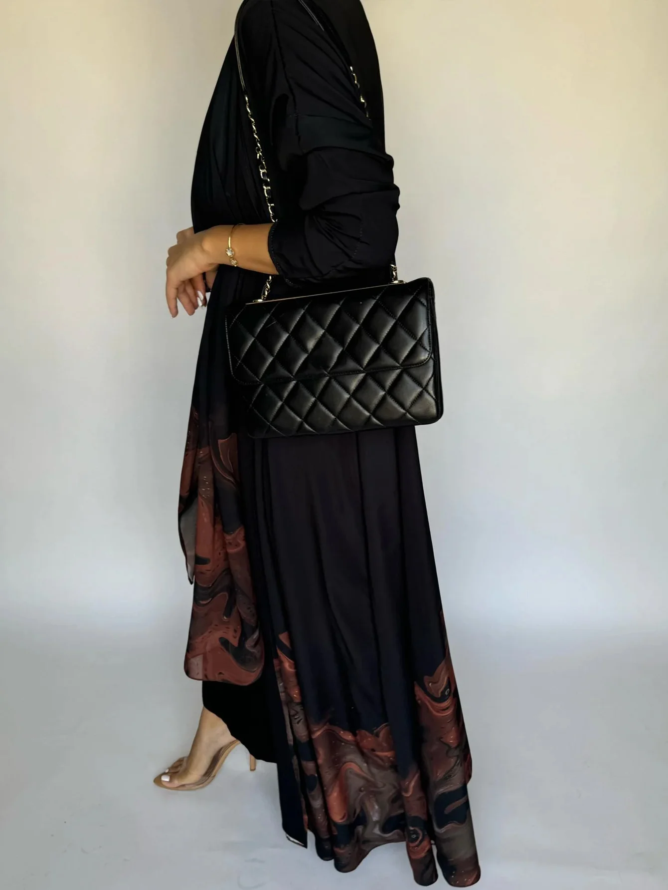 Middle Eastern Loose Open Front Abaya Muslim Full Sleeve Printed Abayas Turkey Kaftans Women Jilbabs Islamic Maxi Dresses
