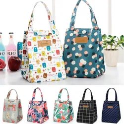 Bolsa de almuerzo de moda con aislamiento térmico para mujer, bolsa de desayuno Multicolor, paquete de mano portátil, productos de viaje para Picnic