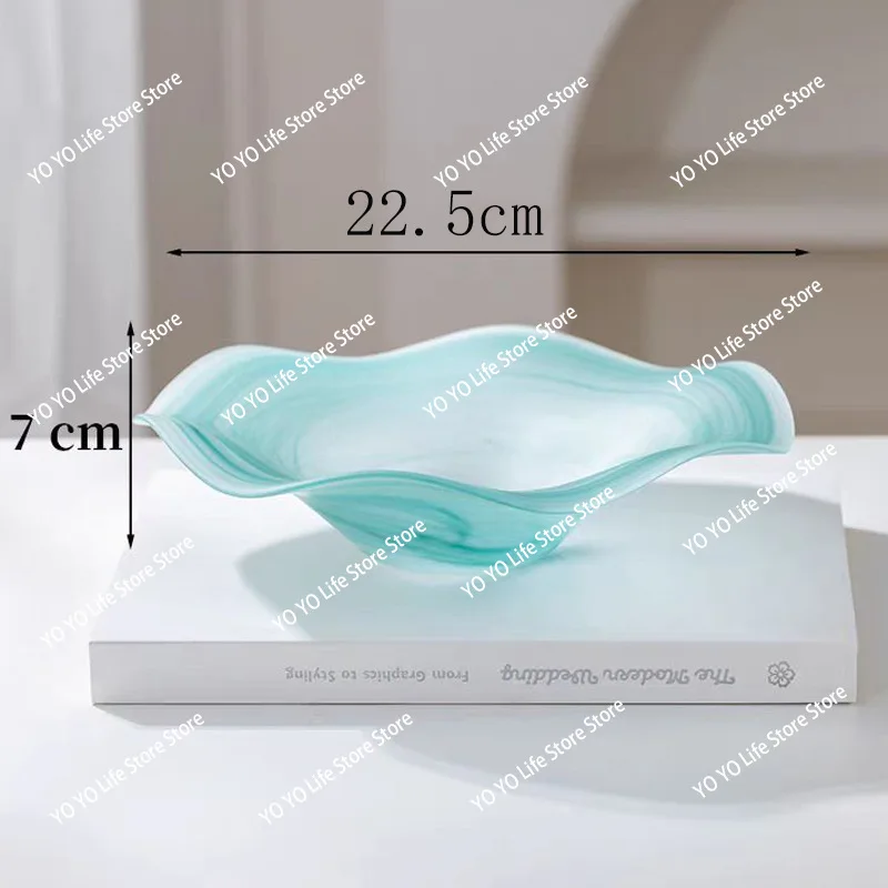 Artistic Creativity Octagonal Glass Dinner Plate White Cloud Fruit Plate High-grade Matte Fruit Plate