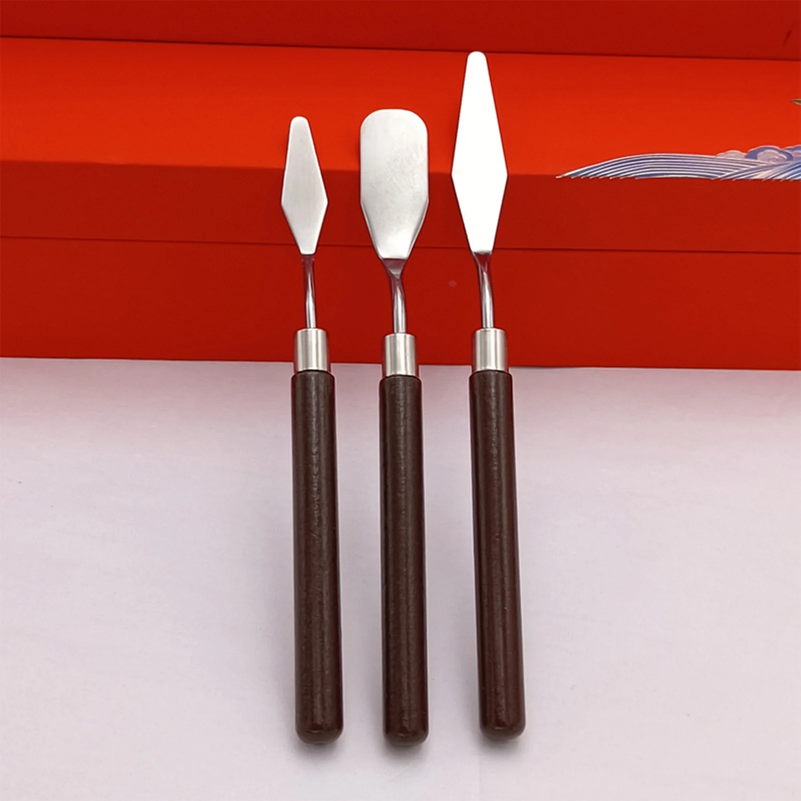 Student Art Oil Painting Scraper Wood Flat/tip Head Stainless Steel Pick Knife Gouache Pigment Pointed Color Mixing Shovel