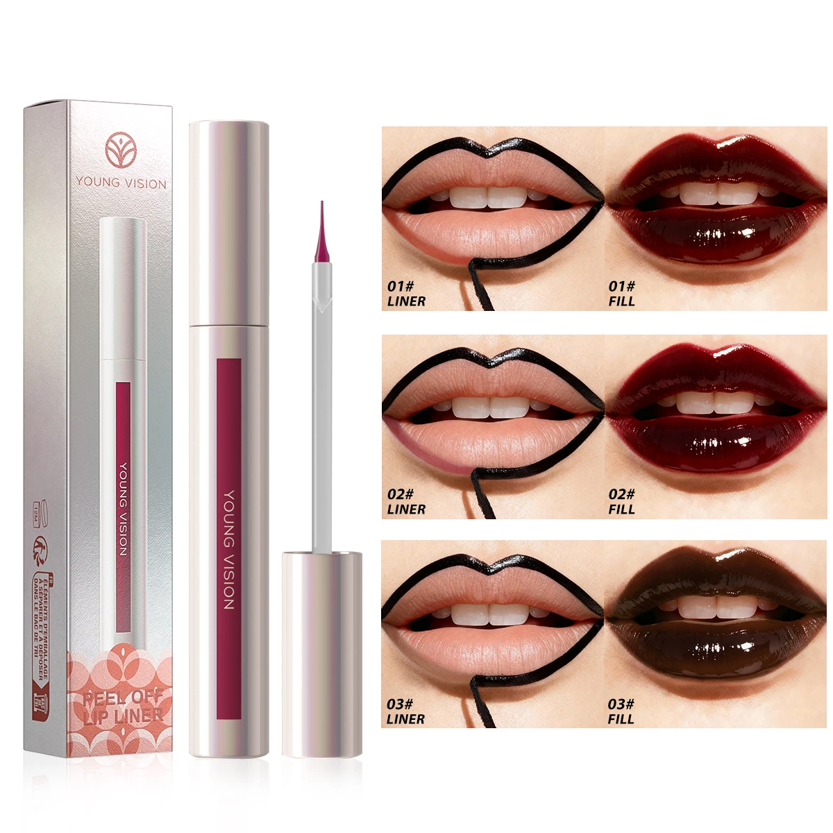 قلم تحديد الشفاه المسيل للدموع، قلم تحديد الشفاه غير اللامع بدون تلطخ، قلم مكياج بخطاف وحلقة #1