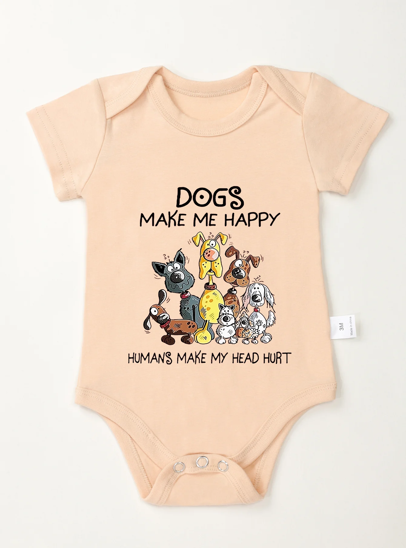 Newborn Toddler Cute Dogs Make Me Happy Printing Bodysuit Clothes Rompers Jumpsuit Baby Girl Boy Dogs Pattern Infant