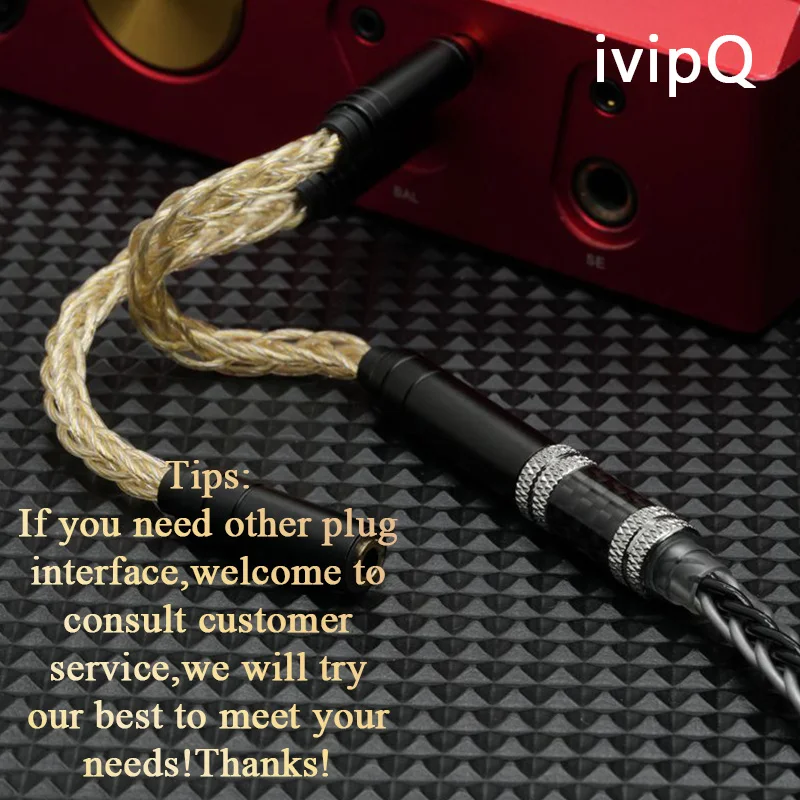 Kabel adaptera IvipQ 2.5/3.5/4.4mm męski na 2.5/3.5/4.4mm żeński, męski na męski, 8-żyłowy, złoto-srebrny, zbalansowany kabel audio do konwersji. — zdjęcie produktu 6