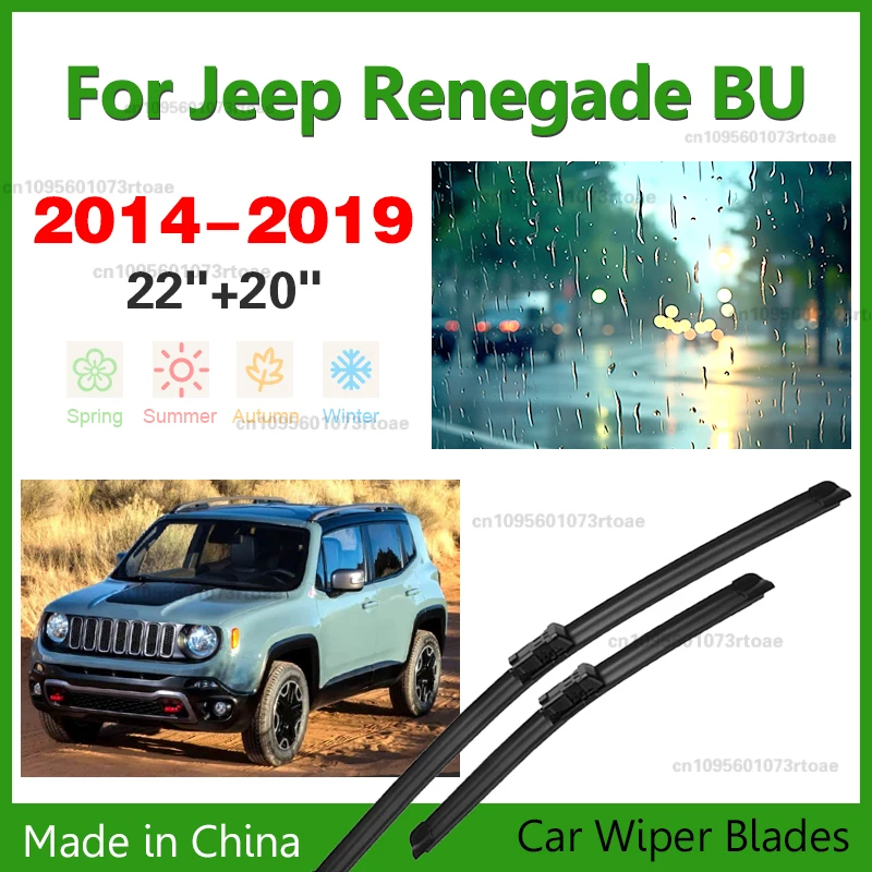 

Wiper LHD Front Wiper Blades For Jeep Renegade BU 2014 - 2019 Windshield Windscreen Clean Window Rain Brushes 22"+20"