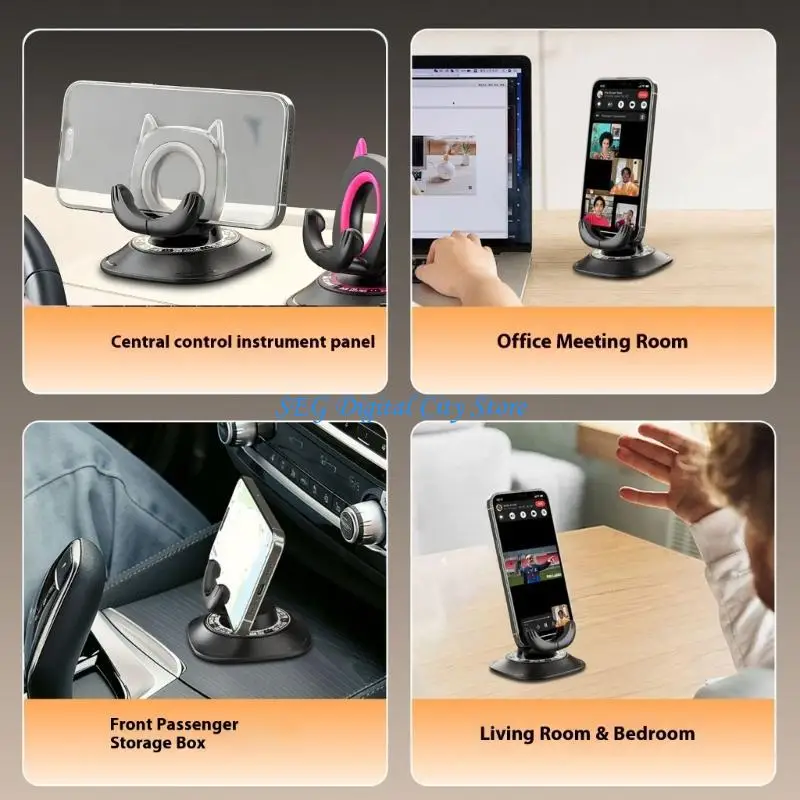 U75B Tool Less Car Phone Mount Support Dashboard Adhesive Base Full Adjustment Anti Scratch Design For Mobile Devices