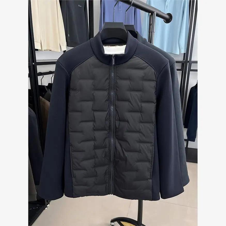 

Мужская утепленная куртка с воротником-стойкой, новая модная повседневная модель 2025 года, белая, из пуха, ветрозащитная, теплая, для ежедневного использования