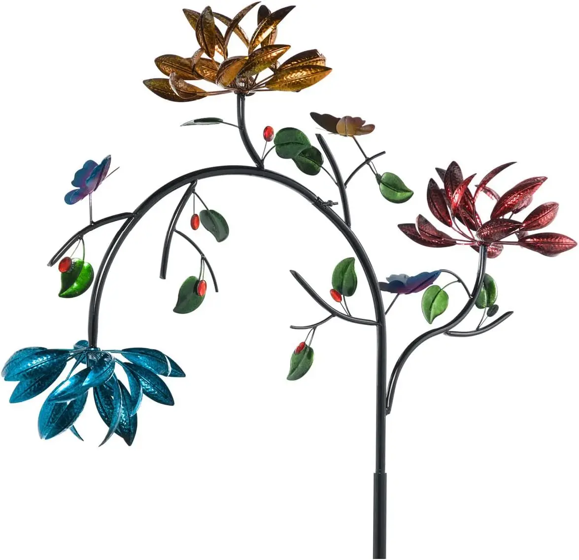 

Beautiful Summer Multi Colored Flowers Wind Spinner | 91 inches Tall x 41 Inches Wide | Fade and Weather Resistant | Metal Stake