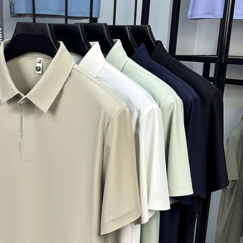 Men's Polo Shirt - UV 50+ & 10A Antibacterial, 180g Breathable Textured Fabric, Cooling Quick-Dry