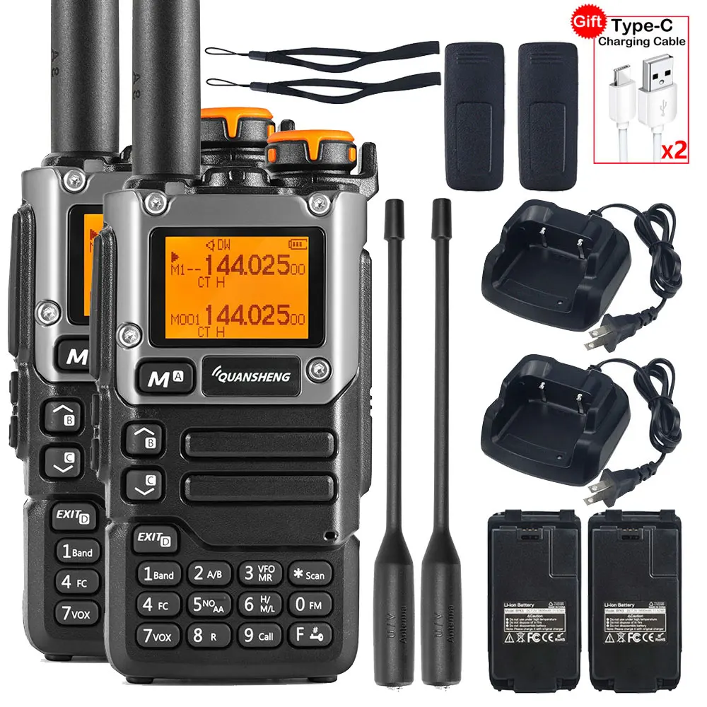 Quansheng UV K5 (8) Walkie Talkie 2 uds Am Fm estación de conmutación de Radio bidireccional juego inalámbrico Amateur Ham receptor de largo alcance