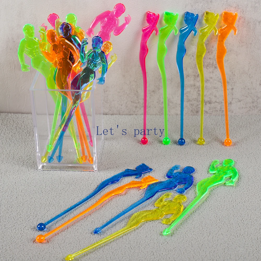 20Pcs Muscle Man Night-club Cocktail Swizzle Sticks Wine Tea Drink Stirrer Coffee Muddler Puddler for Wedding Hen Party Decor