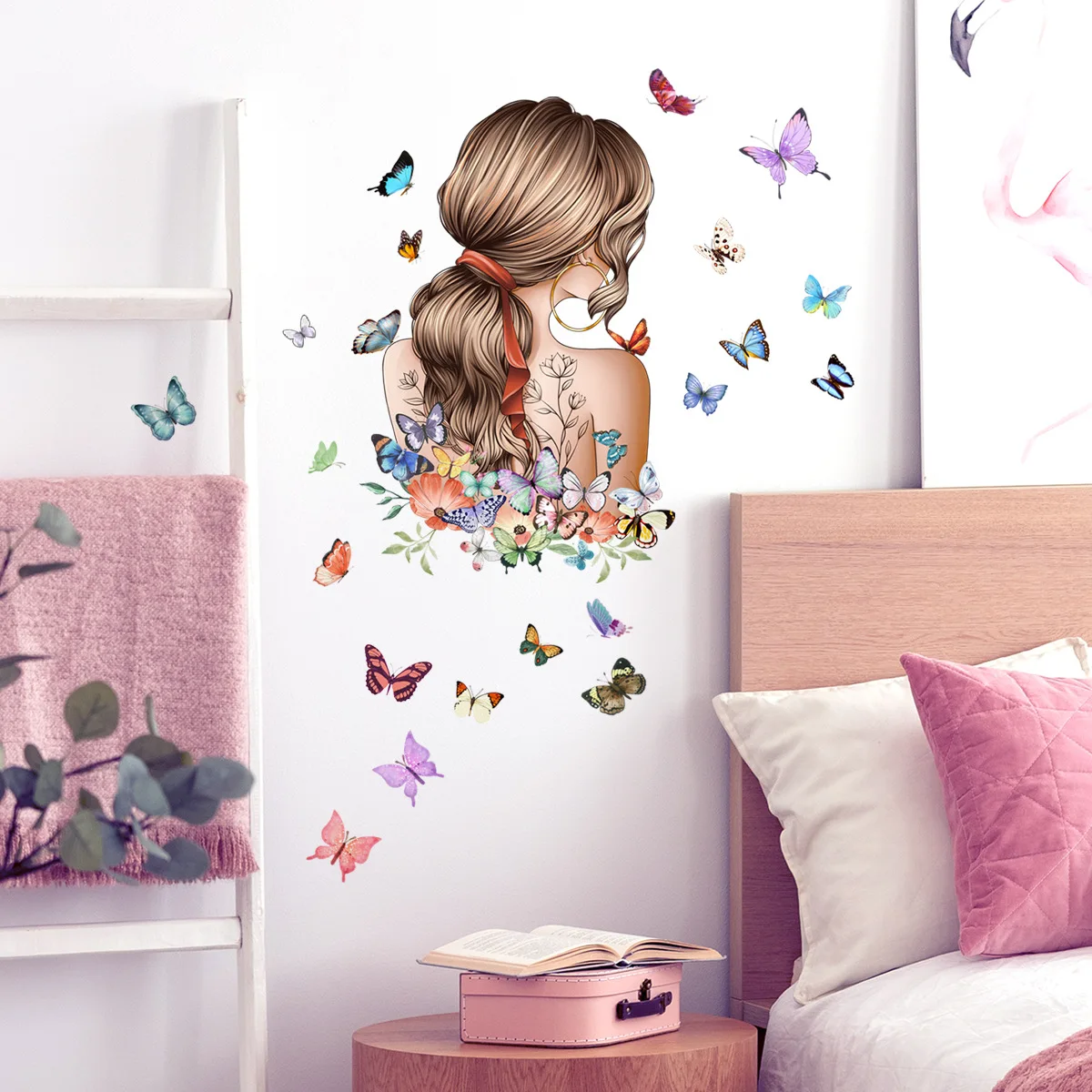 Stiker dinding vinil berperekat, stiker dekorasi dinding kamar anak perempuan cantik berperekat untuk aksesori kamar tidur