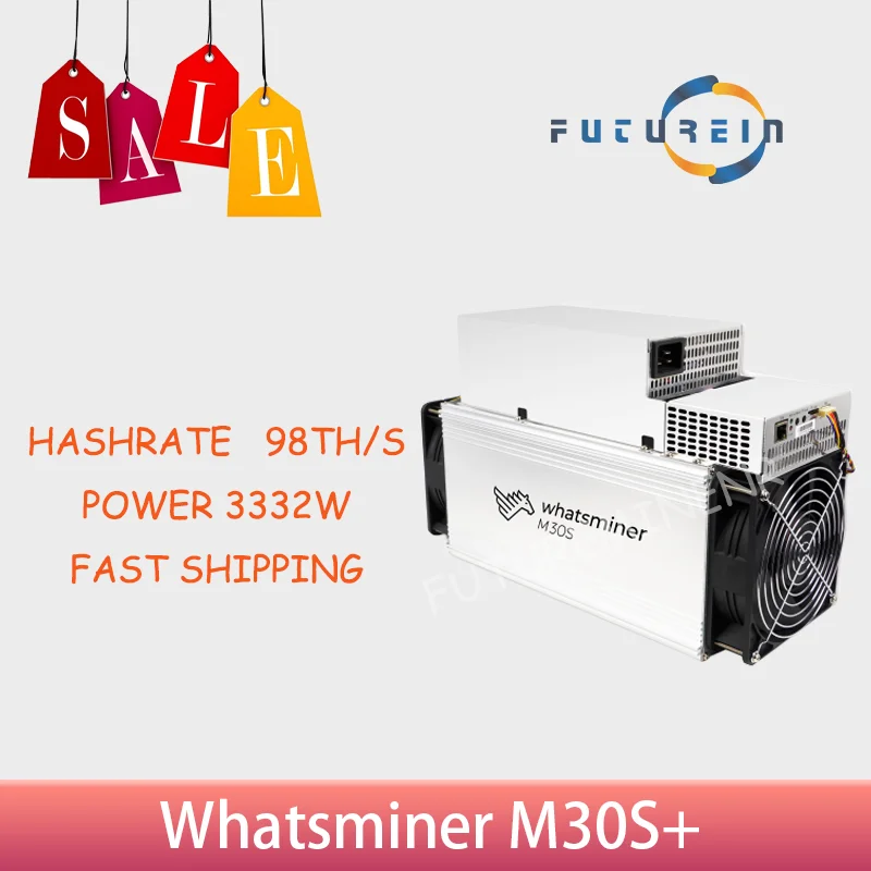 Whatsminer M30S+ 98T 100T 102T ASIC Miner Bitecoin Mining Machine Crypto Mining Machine Include Power Supply And Power Cords