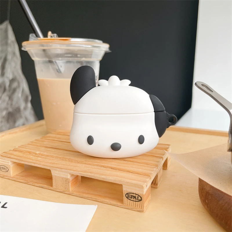 Miniso Sanrio 3d Pochacco Hond Airpods Pro Beschermhoes Apple 1/2/3 Generatie Draadloze Bluetooth Hoofdtelefoon Hoesje Zacht