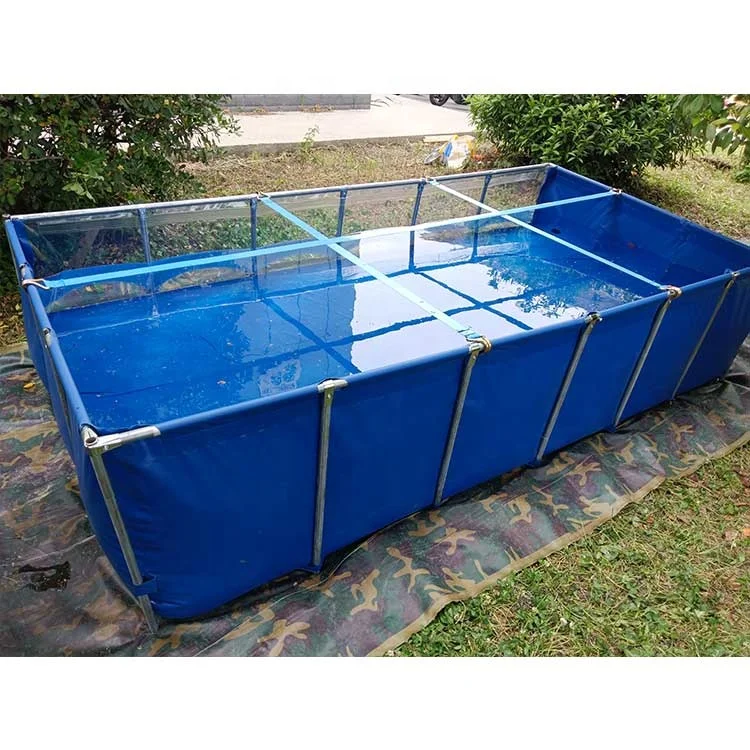 Durable Outdoor Pvc Liner Fish Tanks For High Density Farming With Galvanized Steel Framework