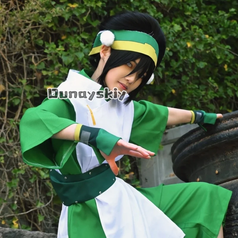 disfraz-de-cosplay-de-toph-beifong-peluca-uniforme-verde-conjunto-completo-traje-de-personaje-halloween-juego-de-roles-carnaval-fiesta-anime-​-​