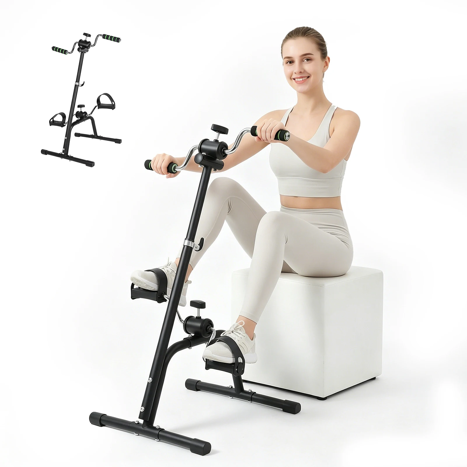 Vélo d'exercice à pédales avec résistance et hauteur réglables – Vélo portable léger pour la maison/le bureau, base antidérapante, capacité de 120 kg, idéal pour les personnes âgées et les personnes qui passent longues heures assises