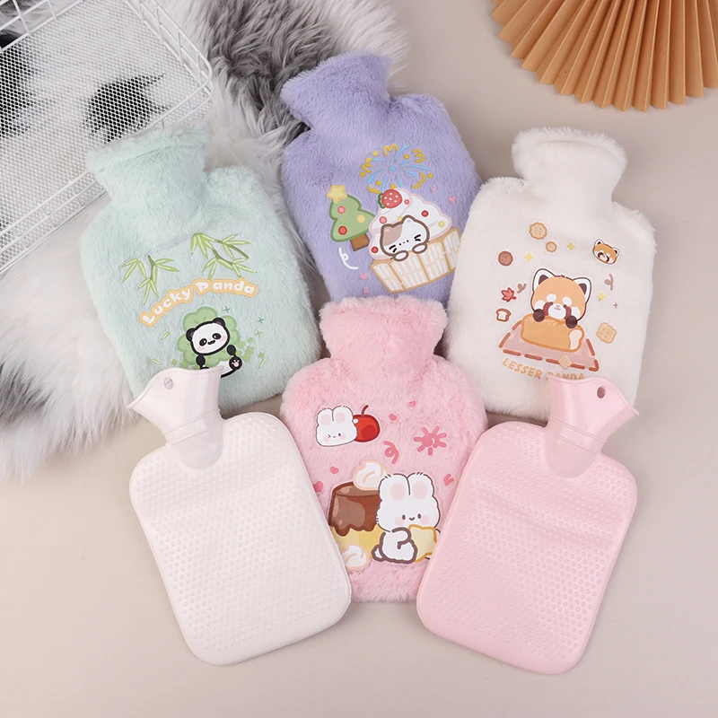 Cute Rabbit Hot Water Bottle Bag For Girls Plush Shoulder Hand Warmer Heat Pack Warm Belly Instant Hot Pack Winter Heating Pad