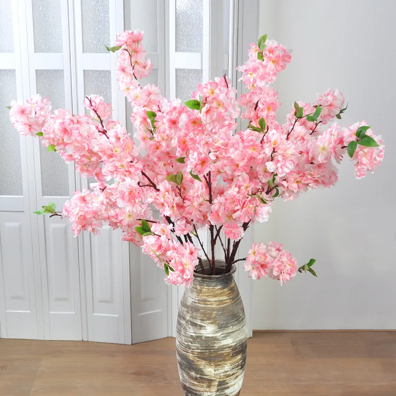 Sakura Artificial Flowers Bouquet for Garden Party Wedding Marriage Decoration Home Room Decor Fake Flowers Table Vase Ornament