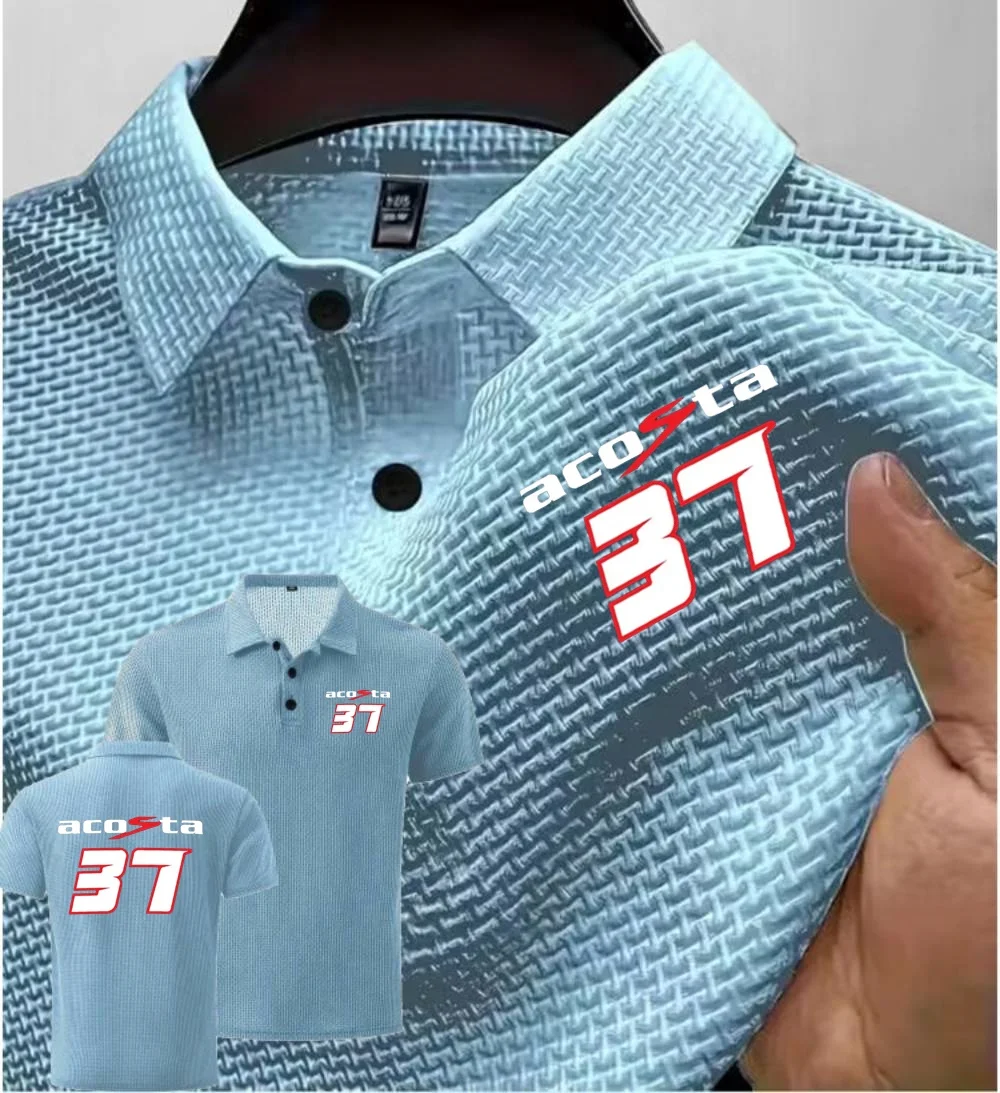 Novedad de verano, Polo de manga corta para hombre Pedro Acosta 37 GP, camiseta Retro para motocicleta, camiseta transpirable de seda helada a la moda, ropa masculina