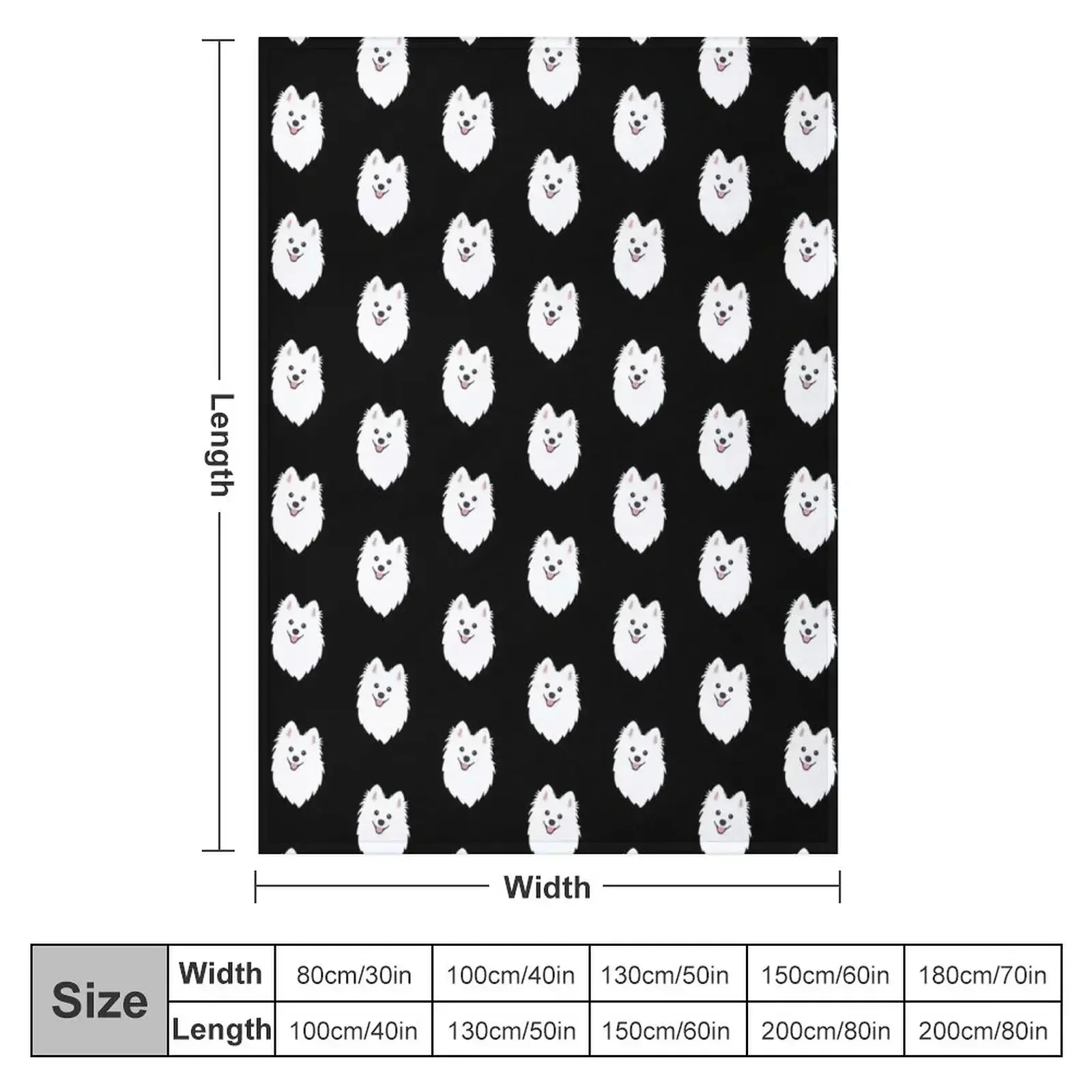 Curious White Spitz Puppy Dog - Charcoal Black Throw Blanket Giant Sofa Plush Soft Tourist Blankets