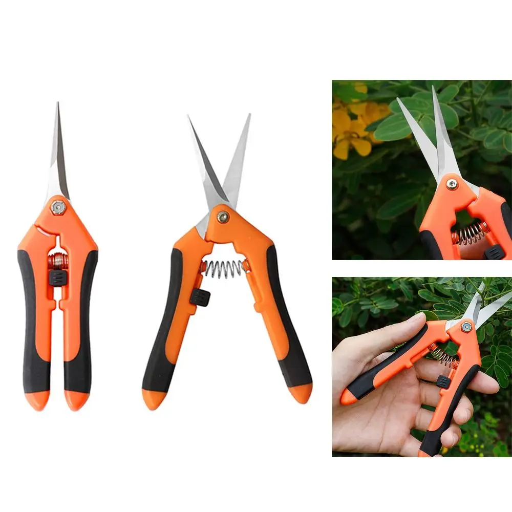 New Stainless Steel Garden Shear Plants Straight Head Pruning Shear Fruit Easy-to-open Fruit Picking Shear