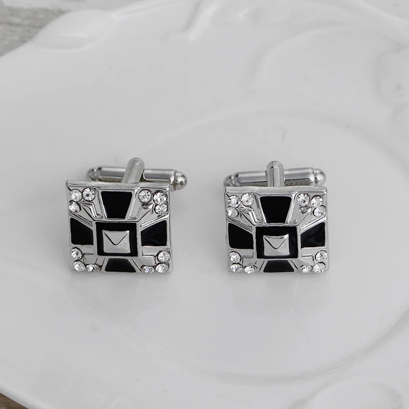 Statement Mens Crystal The Pyramid of the Cross Design Cufflinks Grooms Shirt Suit Tuxedo Blouse Cuff Button