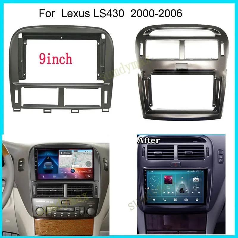 9inch big screen 2 Din android Car Radio Fascia Frame For Lexus LS430 XF30 LS 430 2000-2006  car panel Trim Dashboard Panel