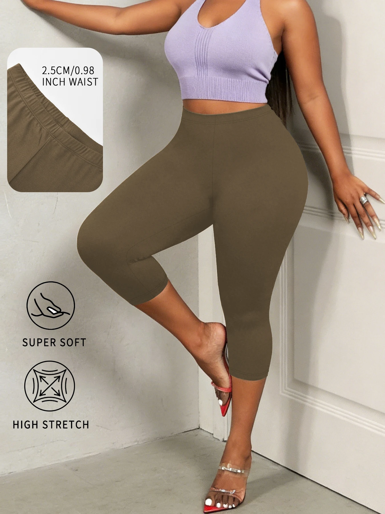 Leggings Deportivos de Tallas Grandes para Mujer, Pantalones Capri Súper Suaves, No Transparentes, para Entrenamiento, Running, Uso Casual en Casa