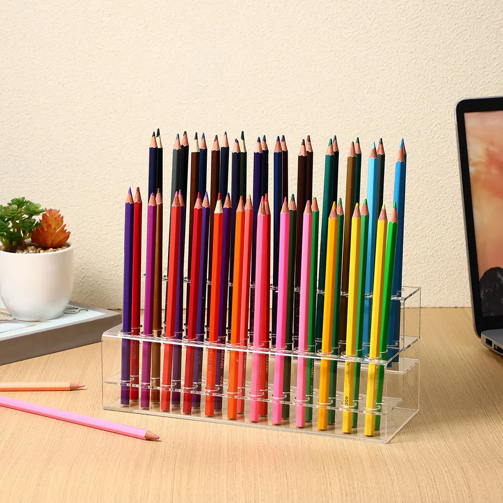 2pcs-pen-holder-transparent-acrylic-pen-stand-large-capacity-organizer-rack-eyebrow-pencil-holder-makeup-brush-display