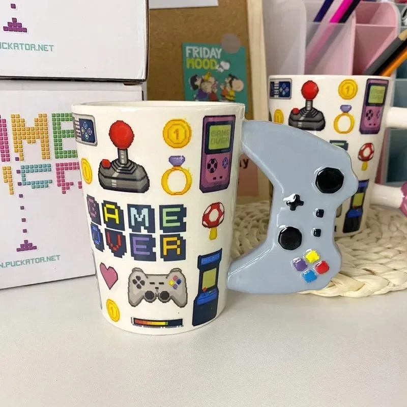 Handmade Ceramic Coffee Cup 350ml Game Controller Style Home Breakfast Milk Cup Creative Birthday Gift