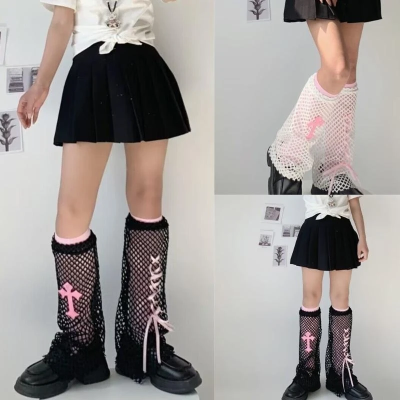 

Women Mesh Leg Warmers Harajuku Foot Cover Japanese Hollow Out Leg Warmers 15UB