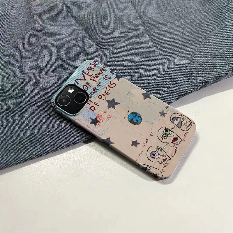 Yellow Star Collage Earth Phone Case for IPHONE 17 Air 16E 15 PROMAX 14 Plus 13 12 MINI 11 PRO 16Plus XR XS Acrylic Phone Cover