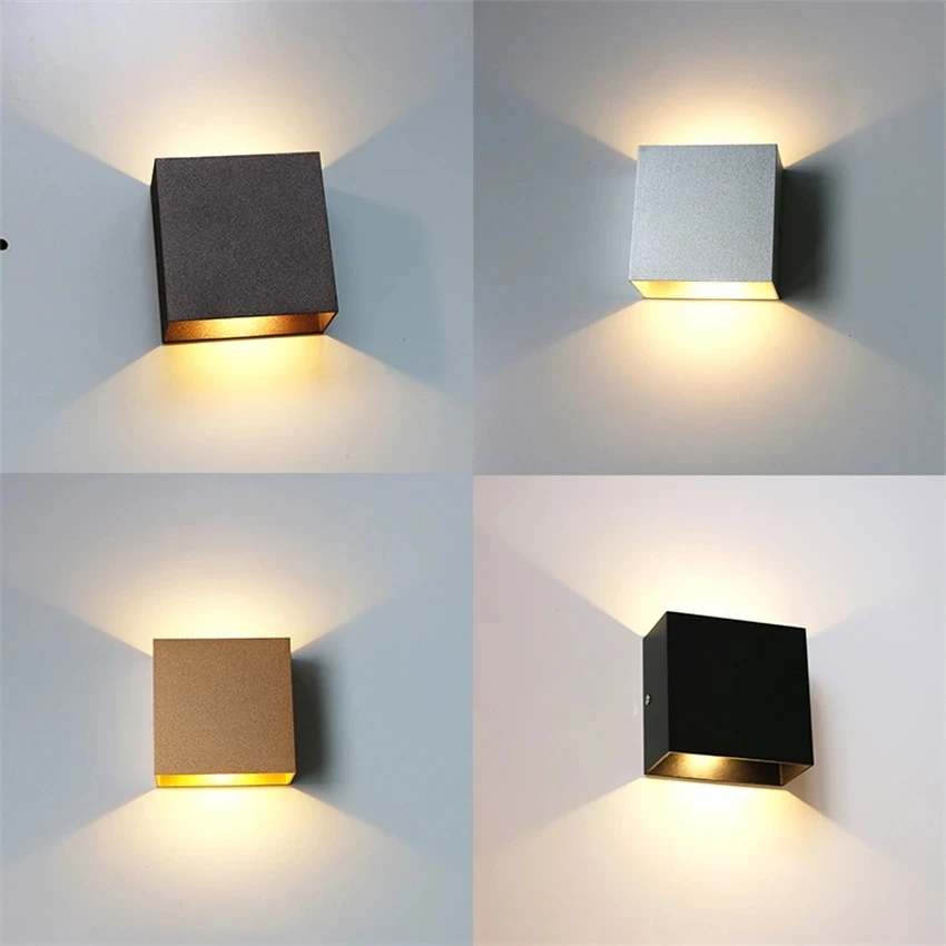 

6W 12W lampada LED Aluminium wall light rail project Square LED wall lamp bedside room bedroom wall lamps arts