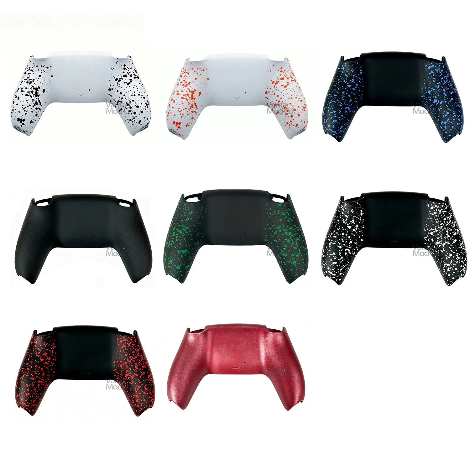 For PS5 Controller DIY Back Cover Set 010 020 030 040 050 Non-Slip Bubble Texture Replacement Shell Retro Red Custom Back Case
