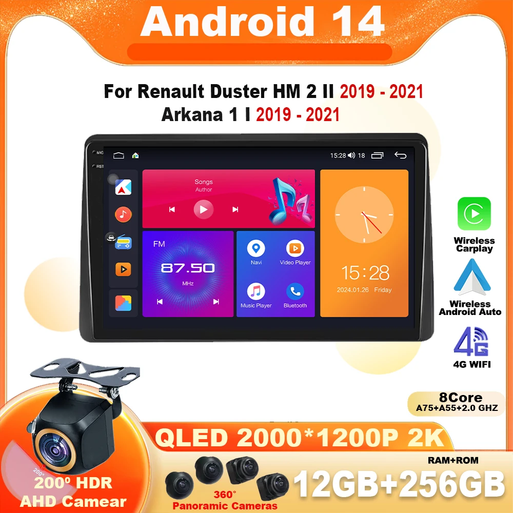 

Android 14 For Renault Duster HM 2 II 2019 - 2021 Arkana 1 I 2019 - 2021 Navigation GPS Multimedia car Player Radio Head Unit BT