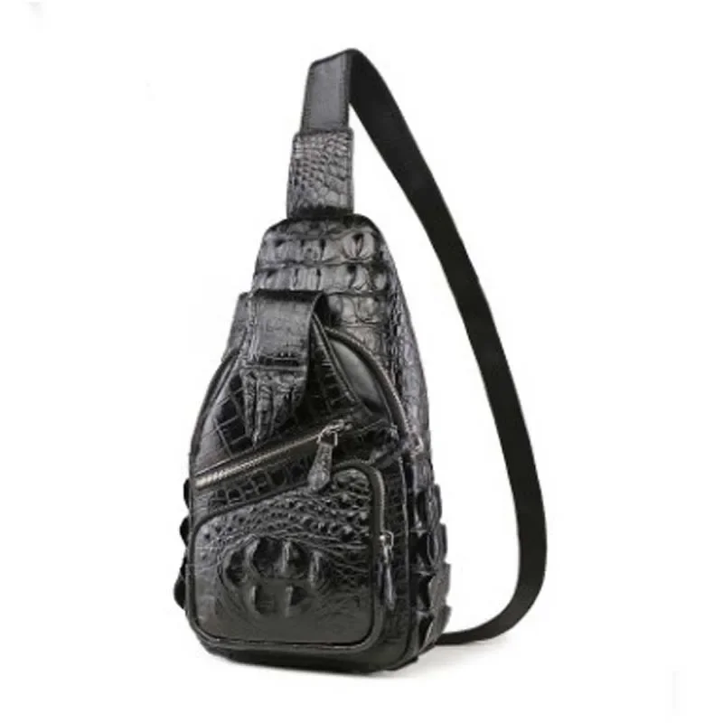 LINSHE crocodile men chest package  new  men  Single shoulder bag  package  Popular  Inclined shoulder men bag