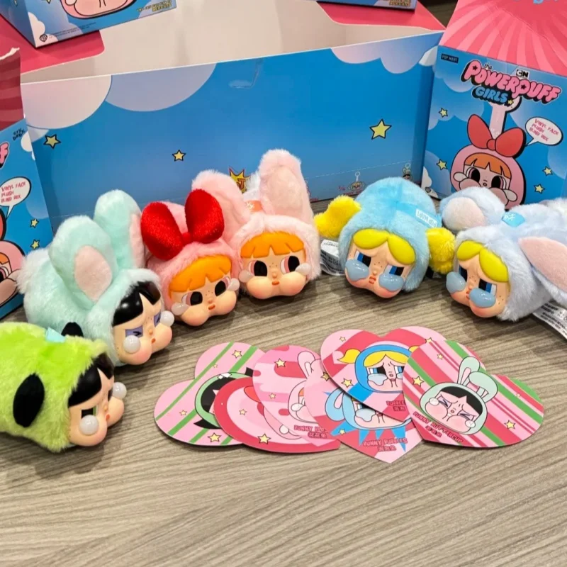 Original Blind Box Crybaby×Powerpuffgirl Mysterious Box Of Flying Little Girl Cop Series Rubber Face Doll Pendant Toy Gift