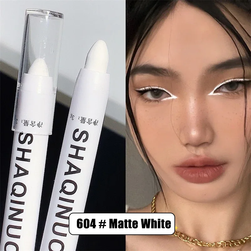 Matita per eyeliner ombretto bianco opaco perlescente Matita per occhi glitter impermeabili Ombretto per trucco Pigmento per baco da seta Penna per ombretto di bellezza