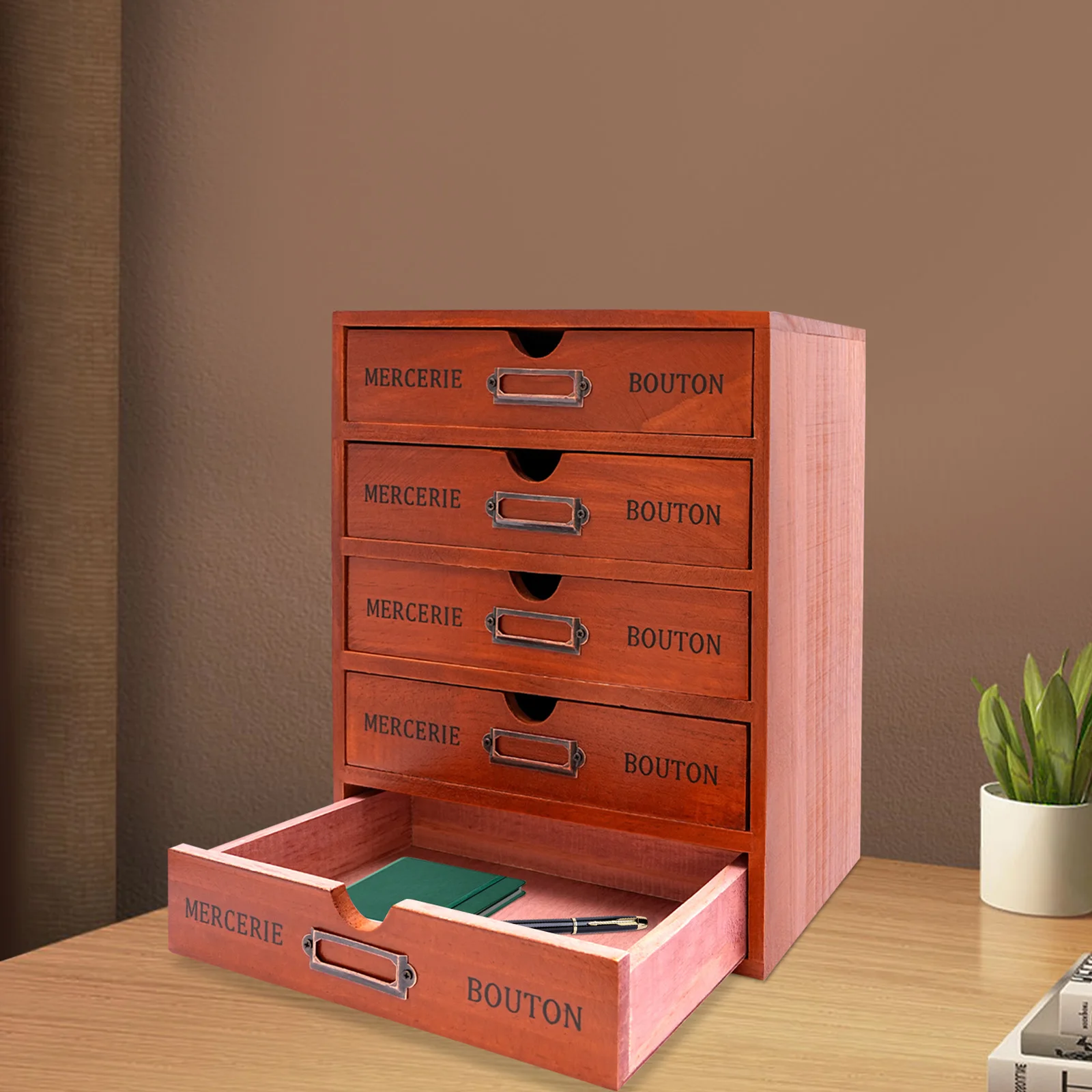 

Vintage 5 Layers Large Jewelry Organizer Wooden Storage Box Case With 5 Drawers