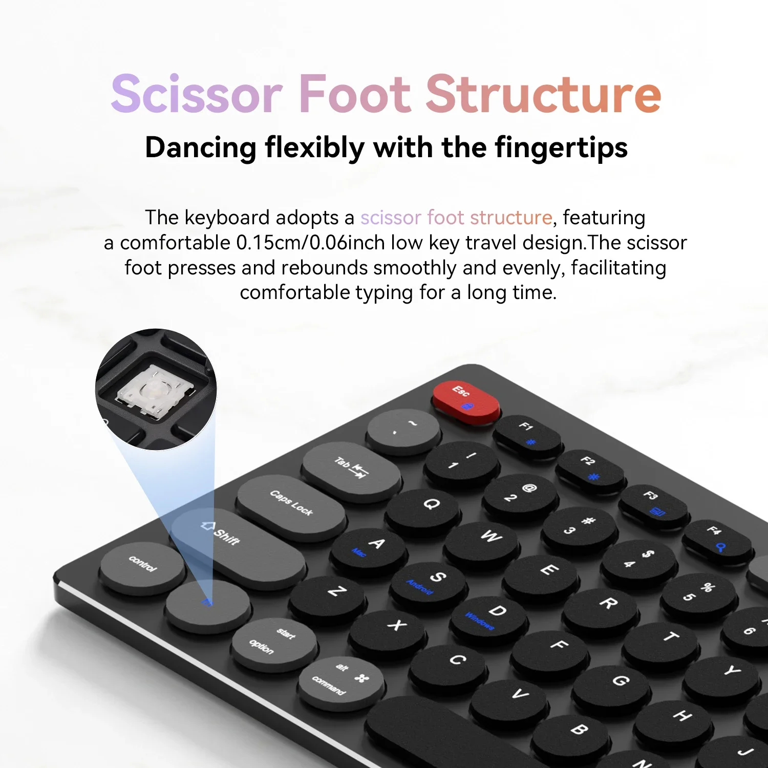 98-Key Ultra-Thin Aluminum Silent Keyboard with Scissor-Switch, Tri-Mode BT/2.4G/Type-C Connectivity&Ergonomic Design for Typing