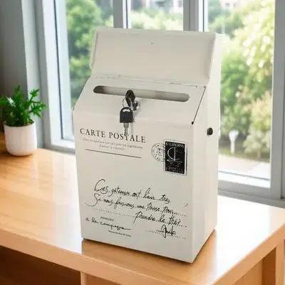 

Retro Letter Box Wall Mount Mailbox Vintage Lockable Post Box Durable Iron Material Exquisite Workmanship Wide Applicable