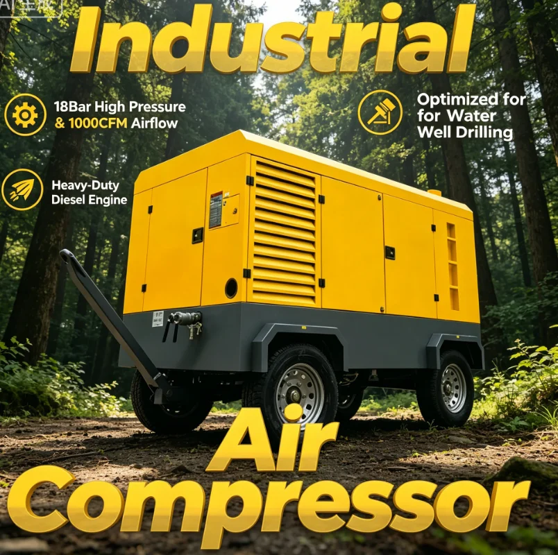 Customized Mobile Air Compressors 7/8/10 Bar For Sale For Drilling Rig/mining/sandblasting