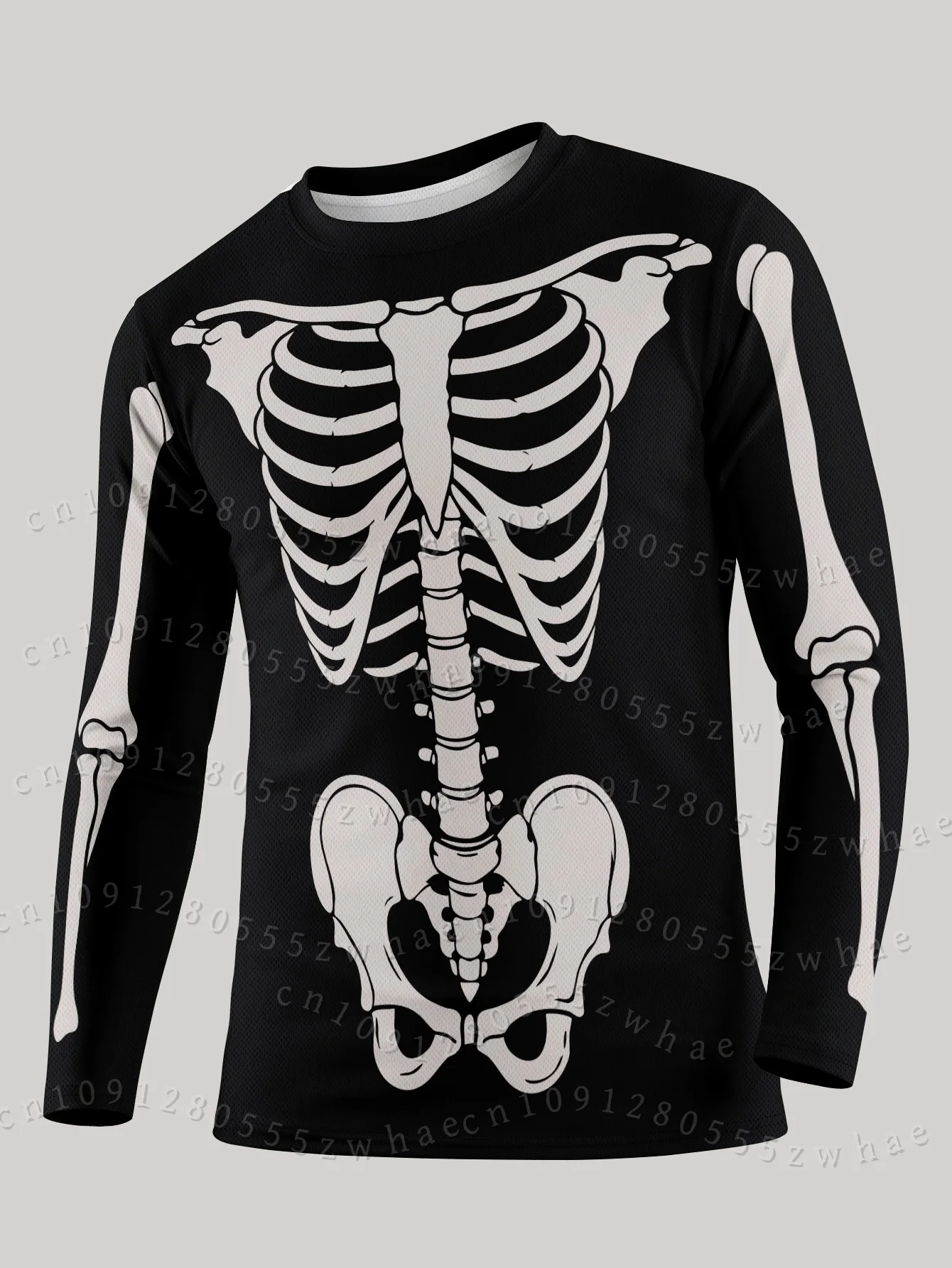 Halloween 3D Printed Skull Pattern Unisex Long Sleeved Casual Fashion T-shirt Top Sweatshirt Breathable Streetwear T-shirt