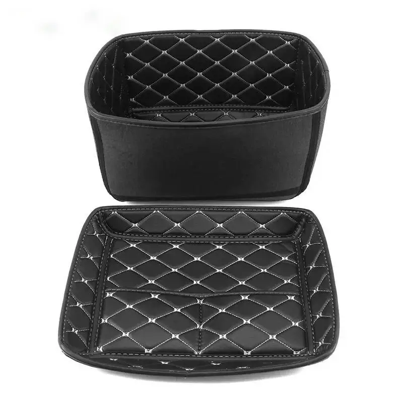 【CR】Motorbike Underseat Storage Liner Waterproof Quilted PU Leather With Multi Pocket Non-slip for Motorcycle Cargo Storage