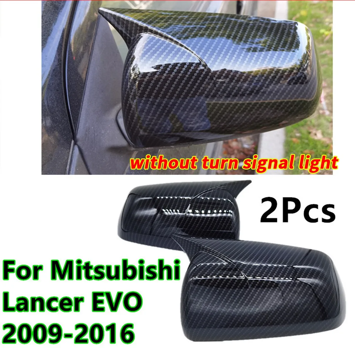 

Carbon Fiber Ox Horn Rear View Mirror Cover For Mitsubishi Lancer EVO 2009-2016