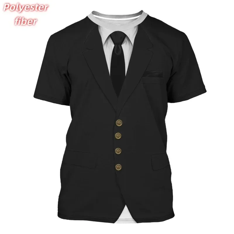 3D Print Cosplay T-Shirt For Men Fake Suit Pirate Pattern Tees Summer Street Casual Short Sleeve Tops Loose Round Neck T Shirts
